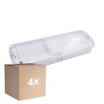 Voordeelpak 4x Noxion LED Emergency Bulkhead Wit 8.5W 500lm - 865 Daglicht | 3 Uur Noodverlichting - incl. 4 directions